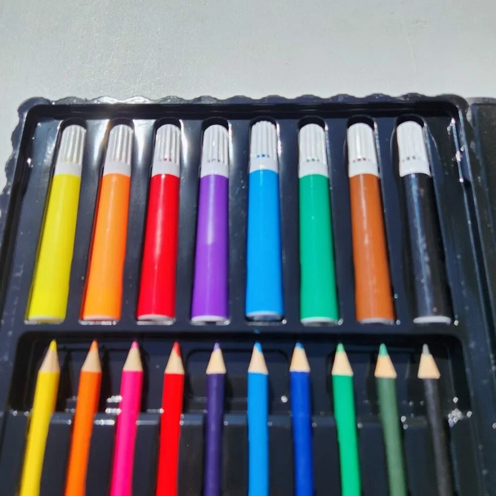 Art Set Kit Colored Pencils Watercolor Crayons Markers Oil Pastels For Kids Begi